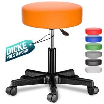 Sgabello Girevole 56 X 56 Altezza Regolabile 46 - 61 Cm Cm Similpelle Sedia Girevole 360° Imbottitura Della Seduta 10 Cm Arancione - Casaria