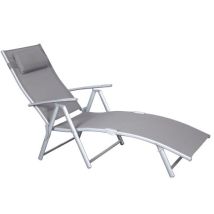 Gartenliege Grau – Aluminiumstruktur – Textilene – 130x62x82 cm – Faltmaß 81,5x20,5x64,5 cm – Max. Last 165 kg