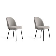 Lot De 2 Chaises De Salle À Manger, Candem En Textile Gris, 86x50x57 Cm