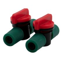 Jardibric – Conexión 2 válvulas Extra – Polipropileno – Diámetro 6 mm – Color Verde/Rojo