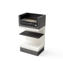 Barbecue Fixe Pour Bois Et Charbon Modèle Kitaway Mini Grill (gris/blanc - 63 X 41,5 X 110 Cm) Ref: T00979 - Parfait Pour Petits Espaces - Tuozi