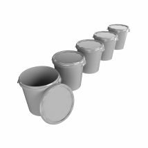 Fixedbyu - 5x Hobbock Eimer Mit Deckel 31,5 L, Lebensmittelecht Grau