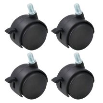 4-pack Of 2-inch Nylon Plastic Replacement Casters, Suitable For Trolleys, Furniture, Floor Protectors, Office Chairs, With Braked Threaded Steel 