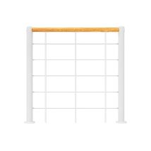 Ringhiera Per Scala Dritta - Bianco - Acciaio Termolaccato - Lunghezza 1m - Corrimano In Legno - Re-i-slm-bois-bh