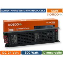 Kosoom Sa05 Alimentatore Trasformatore Slim Metallico Stabilizzato Switching Dimmerabile 220v-24v 12.5a 300 Watt Colore Nero Ip20