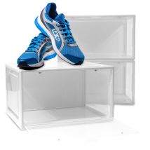 Lex21 - 3er Set Weiße Schuhbox Stapelbar Aufbewahrungsbox Kunststoffbox Schuhkasten Schuhkarton Schuhorganizer Bis Gr.47