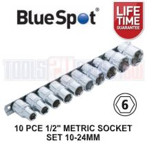 Bluespot - Blue Spot Tools 1/2in Drive Socket Set On Rail, 10 Piece B/s01526