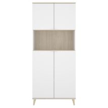 Dekit - Küchenschrank 80x40x189 Cm Mattweiß Und Natureiche Mit Vier Türen - Gubbio