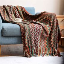 Kinarito - Tribal Throw Blanket Large Size Plaid Sofa Throw Colorful Decorative Bohemian Roung,130 X 200cm