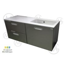 Composizione Lavanderia Lavella Dipiù L.120 Grigio Lava Con Top Unico Bianco
