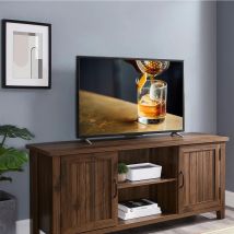 Centurion Supports Ranch Walnut Dual Compartment Storage 6-shelf Up To 65" Flat Screen Tv Cabinet