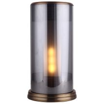 Tischlampe – 24 x 45 cm – Rauchfarben – Metallischer Sockel in Bronzefarbe – Hochleistungs-LED-Lampe