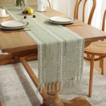 Runner Da Tavola Con Nappe Bohémien, Stile Rustico, Decorazione Da Tavolo Per Cucina, Vacanze, Matrimoni, Cene, Compleanni - Verde 33x183cm