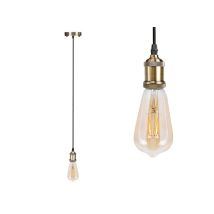 Vellight - Universal Schnurpendel Retro Mit E27 Led, Bronze / Kabel Textil Schwarz, Ø 8,5cm