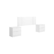 Conjunto De Cabecero Y Dos Mesitas Modelo Flora Acabado Blanco, 237cm(ancho) 96cm(alto) 34.2cm(fondo).
