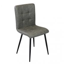Sedia Da Interno Sala Da Pranzo Con Struttura In Metallo E Seduta Larga Rivestita In Ecopelle Ginter - Darkgray