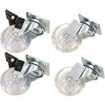 2 Ruedas Para Muebles De 50 Rpm + 2 Ruedas De Freno Transparentes (4)