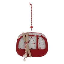 Soggetto Funivia In Legno H.10cm Rosso - Feeric Lights & Christmas