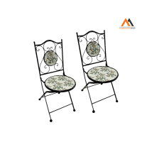 Paar Stühle Für Mosaiktisch 'flora' Cm 38 X H. 46 - 92