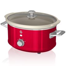 Swan Retro Sf17021rneu - Pentola Per Cottura Lenta, 3,5 L, Rimovibile, Antiaderente In Ceramica Libera Pfoa E Ptfe, 3 Livelli Di Temperatura, 