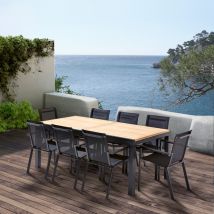 Gartenmöbel Set Bali T 8 / 12 + F 8 Teak Schwarz Wilsa Garden