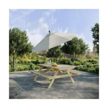 Set Birreria Tavolo Picnic Con Panchina In Legno Happytime 25mm Per Giardino E Terrazzo 180 X 150 X 70 Cm