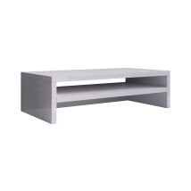 Mb Moebel - Supporto Per Monitor Pc Scrivania Supporto Riser Computer Supporto Schermo Alza Schermo 56x13x23cm Modello Adelis Xxl Bianco Lucido