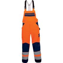 Mono de trabajo naranja fluo y azul – Talla 54 – 52% poliéster, 48% algodón – Lavable a 60 °C – EN ISO 20471, clase 2