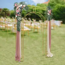 Arco De Boda Metálico Con Diseño De Puerta De Árbol De Uvas, Flores Y Marco De Globos De 2,5 M.