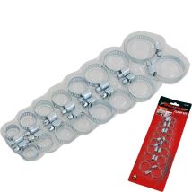 Neilsen 16pc Jubilee Stainless Steel Hose Clamp Fuel Pipe Clips Set 13mm - 32mm