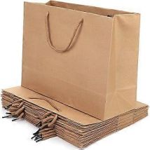 Lot De 10 Grands Sacs Cadeaux De Noël En Papier Kraft, Pochettes Cadeaux Avec Poignée, Emballage Recyclable, Sacs À Friandises, Sac Fourre-tout Marron