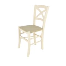 T M C S - Tommychairs Silla Cross En Haya Anilina Blanca, Asiento Tela Cáñamo