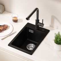 Cecipa Max Fregadero De Granito De 30 X 45 Cm, Mini Fregadero De Cocina De Granito, Fregadero Pequeño De Granito Empotrable Con Sifón, Desagüe Y 