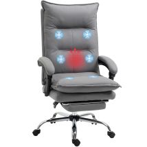 Vinsetto Silla De Masaje Reclinable Con 6 Puntos De Masaje Y 5 Modos Con Función De Calefacción Altura Ajustable Reposapiés Y Ruedas 66x74x114-121,5cm