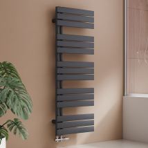 S'Afielina - Sèche-serviettes Eau Chaude 661w Lateral Connection Tube Plat Sans Vanne Anthracite 132×500mm