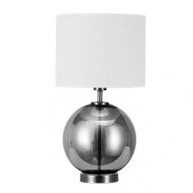 Akunadecor - Lampada Da Tavolo In Vetro Iroko 1xe27 Fume/cromo C/bianco 56x30x30 Cm