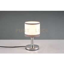 Reality Leuchten - Davos Lampada Da Tavolo Metallo Cromato Paralume Bianco E Grigio H. 22cm 1 Luce Attacco E14