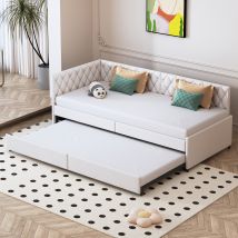 Letto Divano, Divano Letto, Divano Letto, Divano Letto 2 Posti, Design Confortevole E Versatile, Trasformabile In Letto, Beige