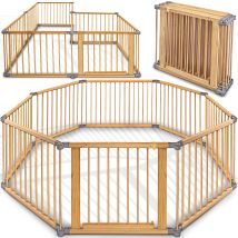 Kiduku Xxl Box Per Bambini Grigio Barriera Di Sicurezza Di 7,2 Metri, Pieghevole E Porta Inclusa, Composto Da 8 Elementi, Formabile Individualmente 