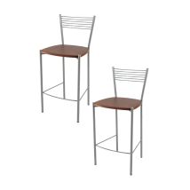 T M C S - Tommychairs - Set 2 Tabourets Elegance Pour Cuisine, Bar Et Salle À Manger, Robuste Structure En Acier Peindré En Couleur Aluminium Et 