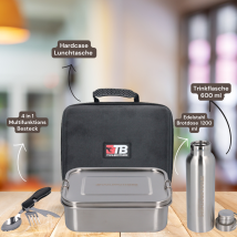 Toolbrothers - Fan Lunch Box In Custodia Rigida Impermeabile In Acciaio Inox Con Scomparti Divisori E Coperchio In Acciaio Inox Da 1200 Ml + Borraccia