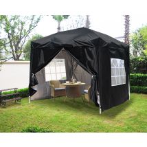 Green Bay - Greenbay Garden Pop Up Gazebo Party Tent Canopy With 4 Sidewalls And Carrying Bag Black 2x2m
