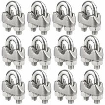Lablanc - Confezione Da 12 Morsetti Per Cavi In Acciaio Inossidabile Per Cavi Metallici Da 4 Mm Di Diametro (m4)