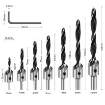 7 Mèches Trois Pointes 3‐10 Mm – Foret À Bois Avec Guide D’avance Intégré – Perçage Précis Pour Charnières, Paumelles Et Serrures