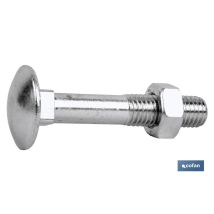 Cofan - Din-603/934 M-10x100 Z Caja 25 Unid. , Tornillo Carrocero Din 603/934, Baja Resistencia, Cuello Cuadrado Cabeza Redonda + Tuerca Hexagonal. 