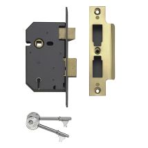 Union - Y2100s-pl-2.5 Strongbolt 2100s Bs 5 Lever Mortice Deadlock 68mm 2.5in Satin Brass Visi Unny2100sp25