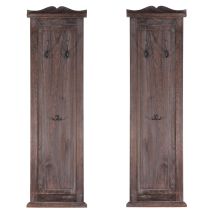 Hegele - Lote De 2 Percheros T33, Panel Perchero De Pared, Ganchos De Pared Madera 109x28x4cm, Marrón Shabby