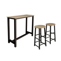 Muebles Bonitos - Tavolo Alto Con 2 Sgabelli Gambe Metallo 120x100x40cm Barra Cucina Modello Ani Nero E Sonoma