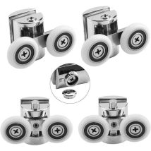 Lot De 4 Roulettes Doubles 23 Mm Alliage De Zinc Roulement En Acier Inoxydable Pour Porte De Douche Coulissante