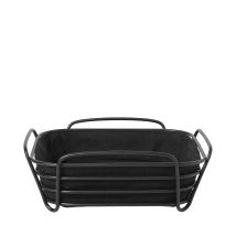 Brotkorb DELARA – Schwarz – 9,3 cm Höhe – 26 cm Länge – 26 cm Breite – pulverbeschichteter Stahl, Baumwolle